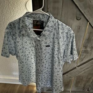 DIXXON Blue Button Down Shirt with Modern Pattern